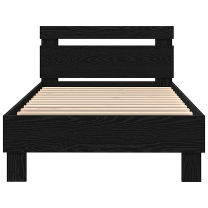 Struttura del letto Rovere Nero 100 x 200 cm Legno multistrato | homemem39
