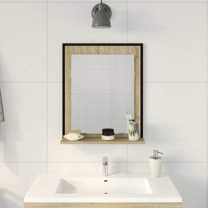 Specchio da bagno con lo scaffale Nero 50 x 12 x 60 cm | homemem39