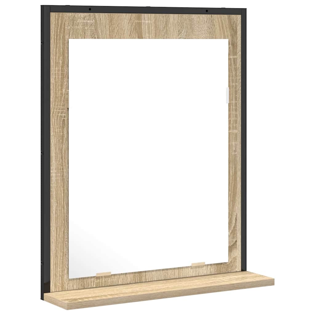 Specchio da bagno con lo scaffale Nero 50 x 12 x 60 cm | homemem39
