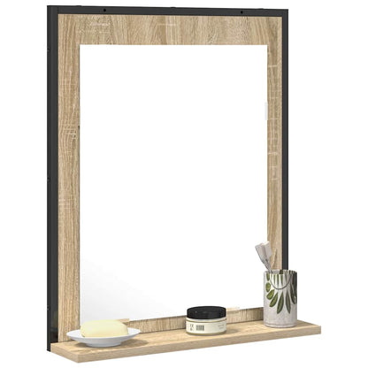 Specchio da bagno con lo scaffale Nero 50 x 12 x 60 cm | homemem39