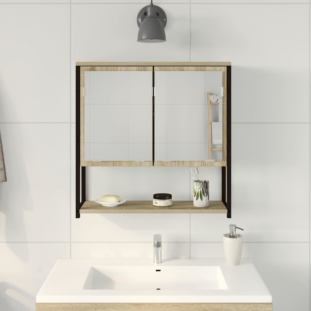 Specchio da bagno con lo scaffale Beige 60 x 16 x 60 cm | homemem39