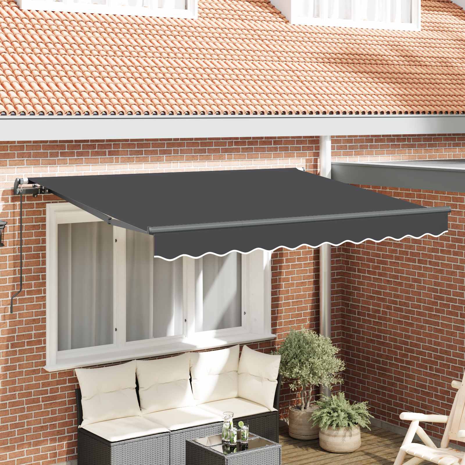 Tenda Retrattile Antracite 250 x 200 cm Tessuto | homemem39