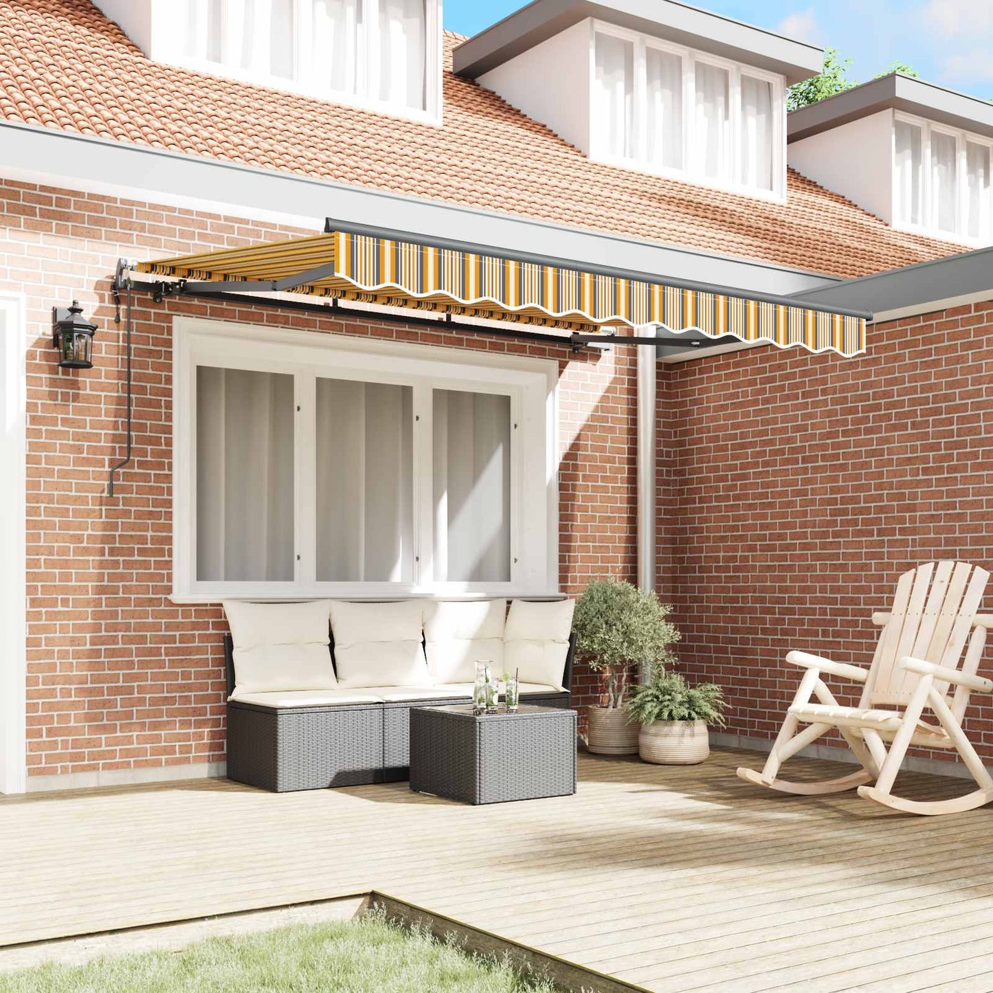 Tenda Retrattile Giallo e Grigio 250 x 200 cm Tessuto