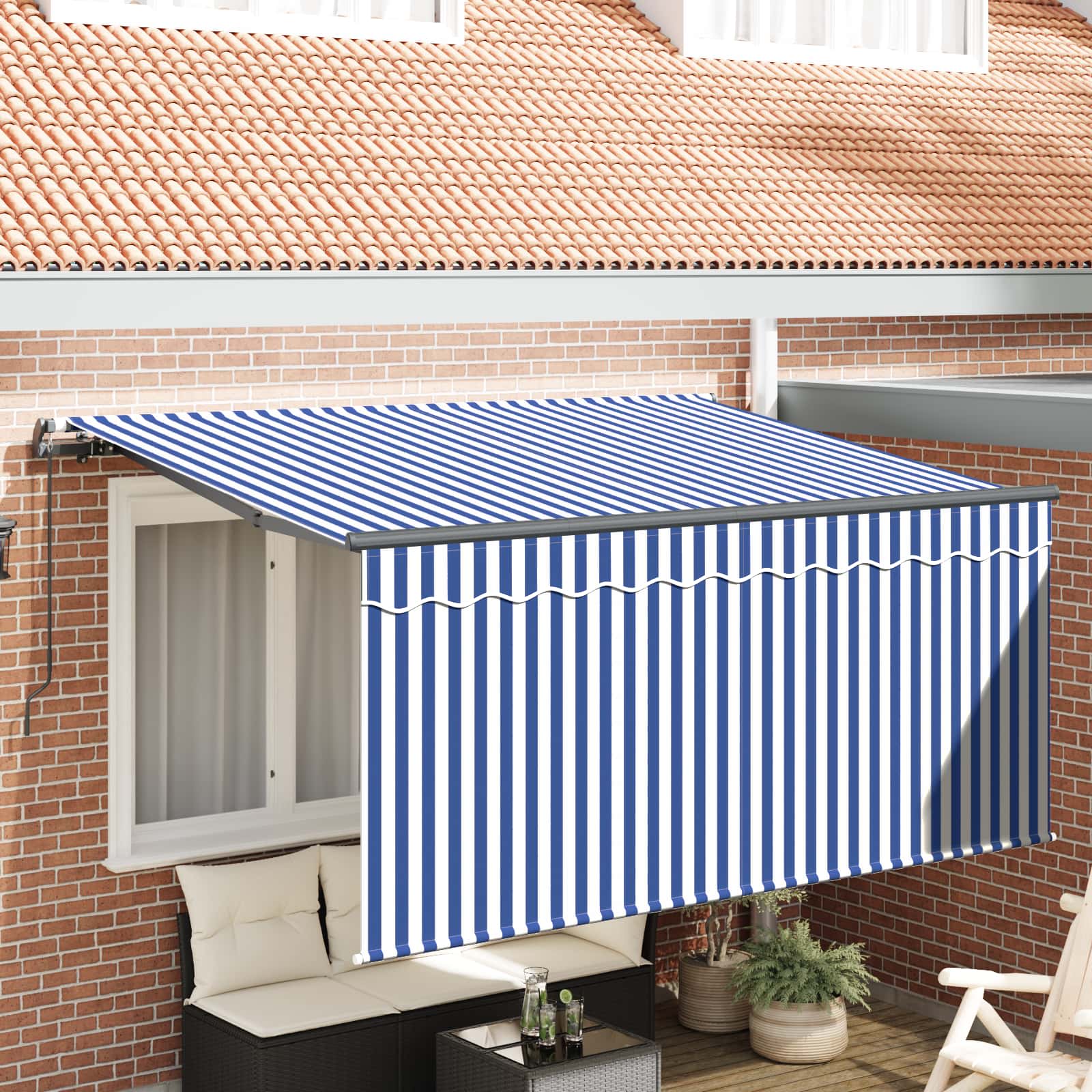 Tenda Retrattile Blu e Bianco 300 x 200 cm | homemem39