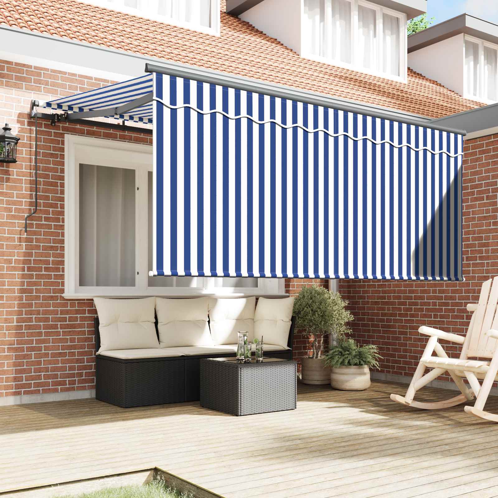 Tenda Retrattile Blu e Bianco 300 x 200 cm | homemem39
