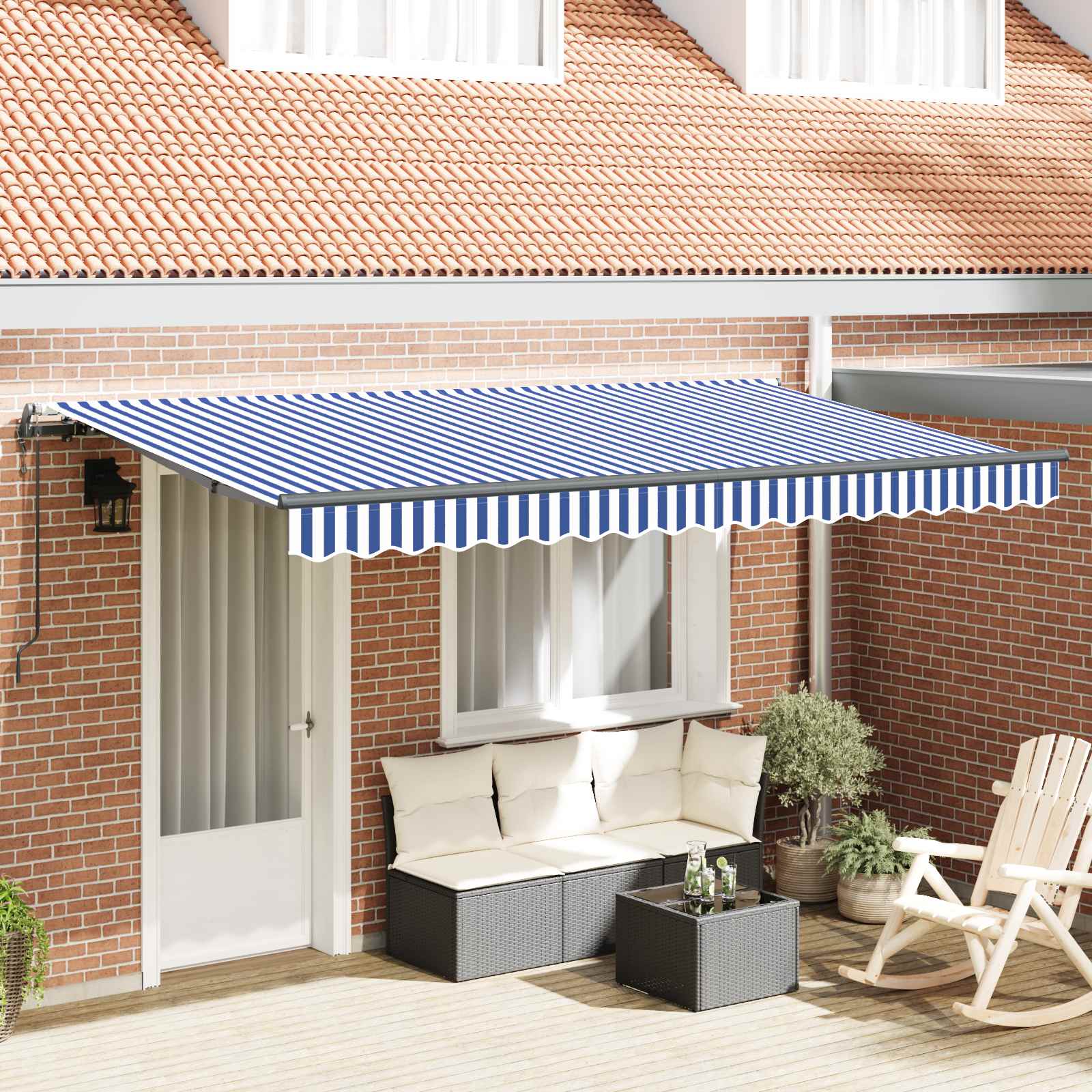 Tenda Retrattile Blu 350 x 200 cm Tessuto | homemem39