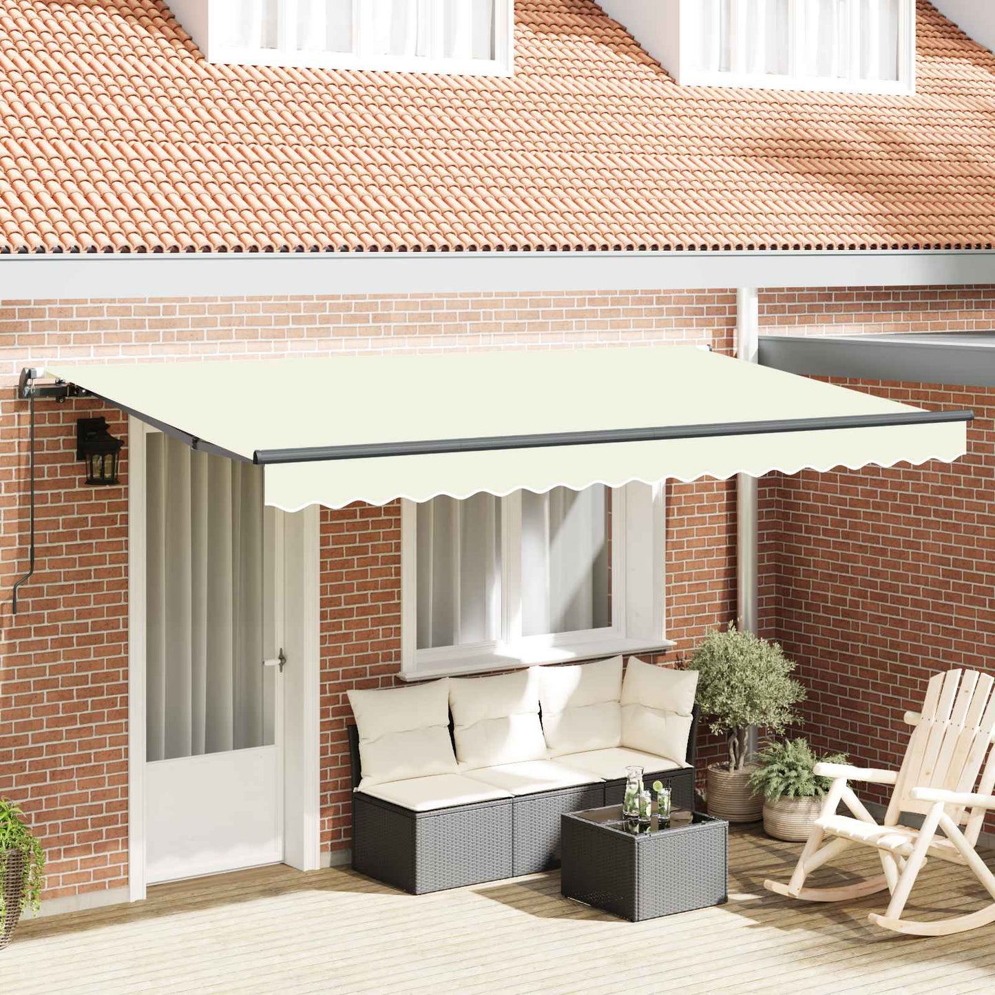 Tenda Retrattile Crema 350 x 200 cm Tessuto | homemem39