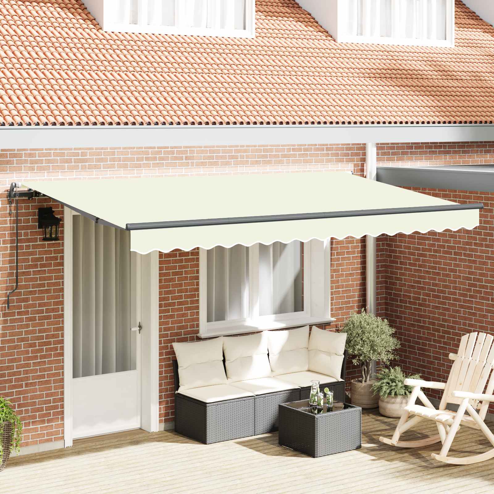 Tenda Retrattile Crema 350 x 200 cm Tessuto | homemem39
