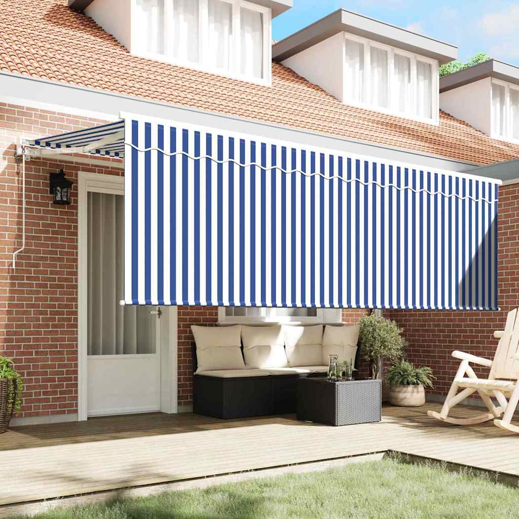 Tenda Retrattile Rigato Blu 350 x 200 cm Tessuto | homemem39