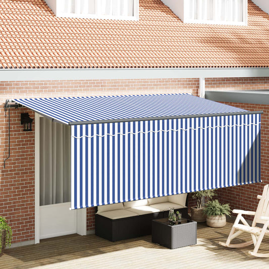 Tenda Retrattile Blu e Bianco 350 x 200 cm | homemem39