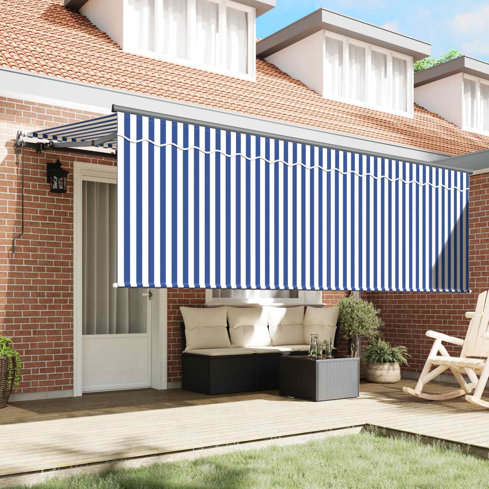 Tenda Retrattile Blu e Bianco 350 x 200 cm | homemem39