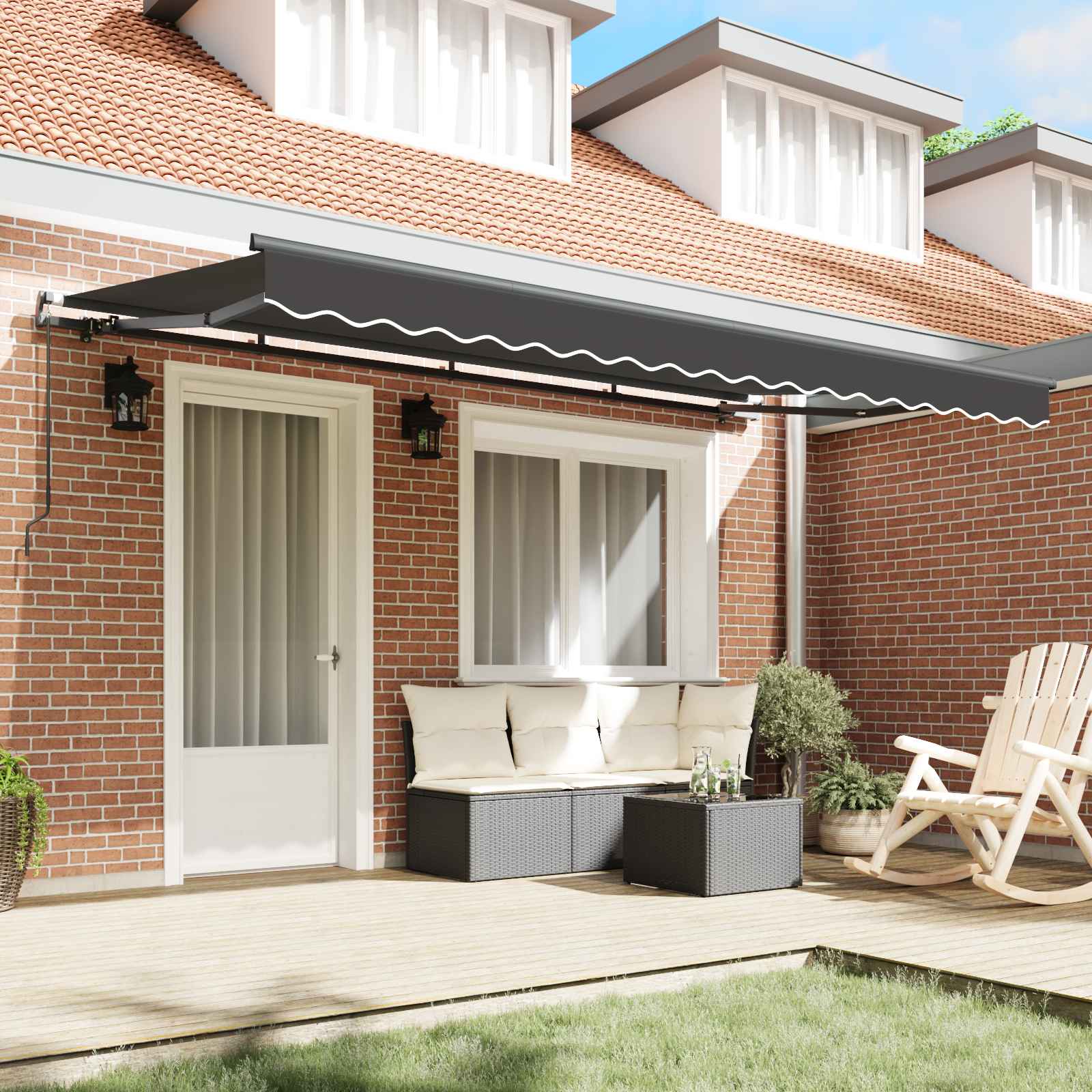 Tenda Retrattile Antracite 350 x 200 cm Tessuto | homemem39