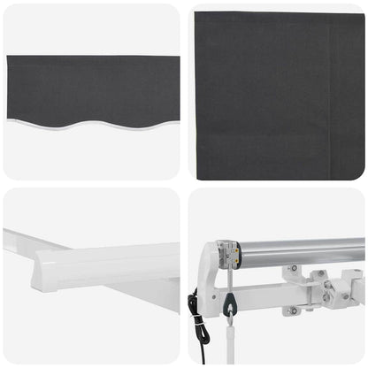 Tenda Retrattile Antracite 350 x 200 cm Tessuto | homemem39
