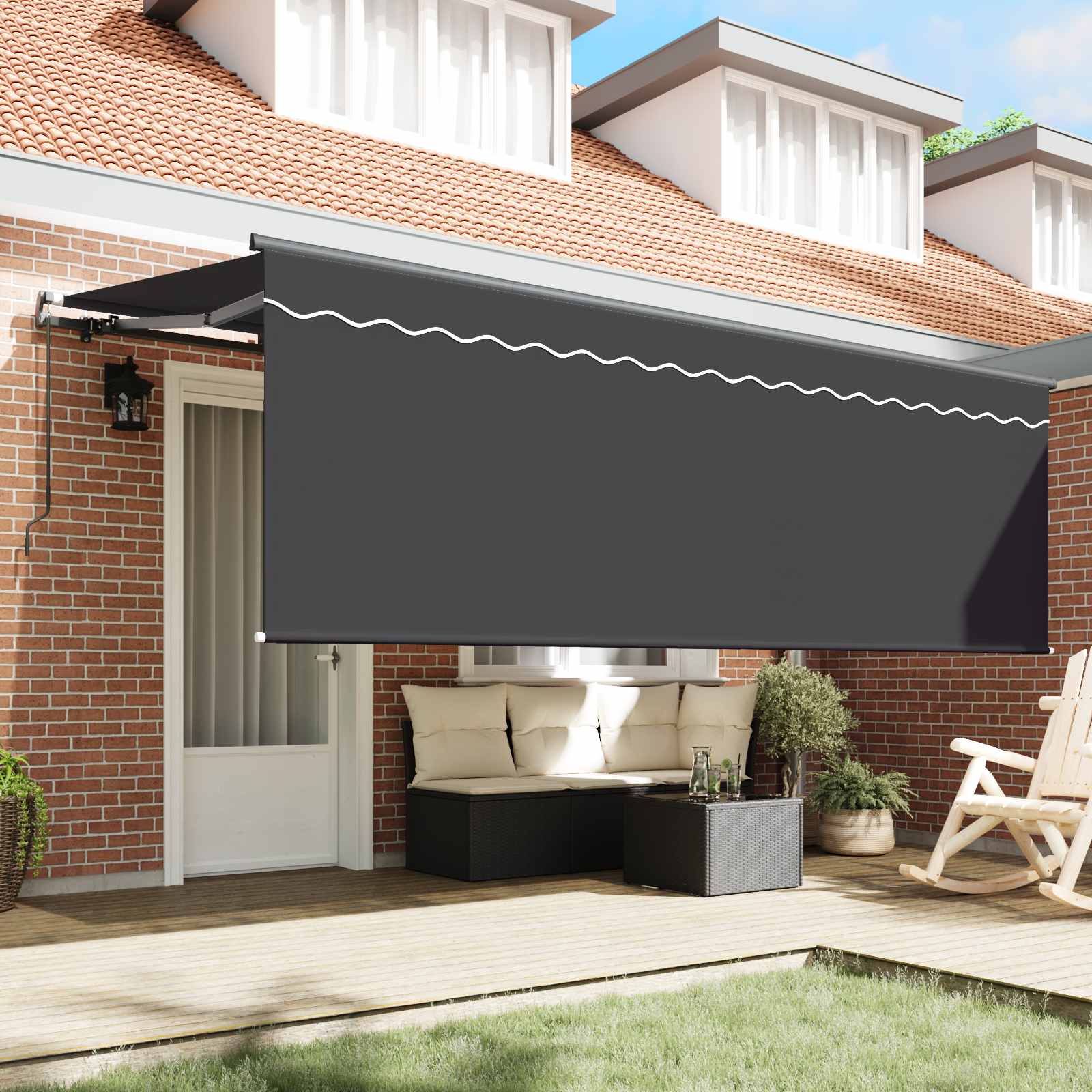Tenda Retrattile Antracite 350 x 200 cm Poliestere e Alluminio | homemem39
