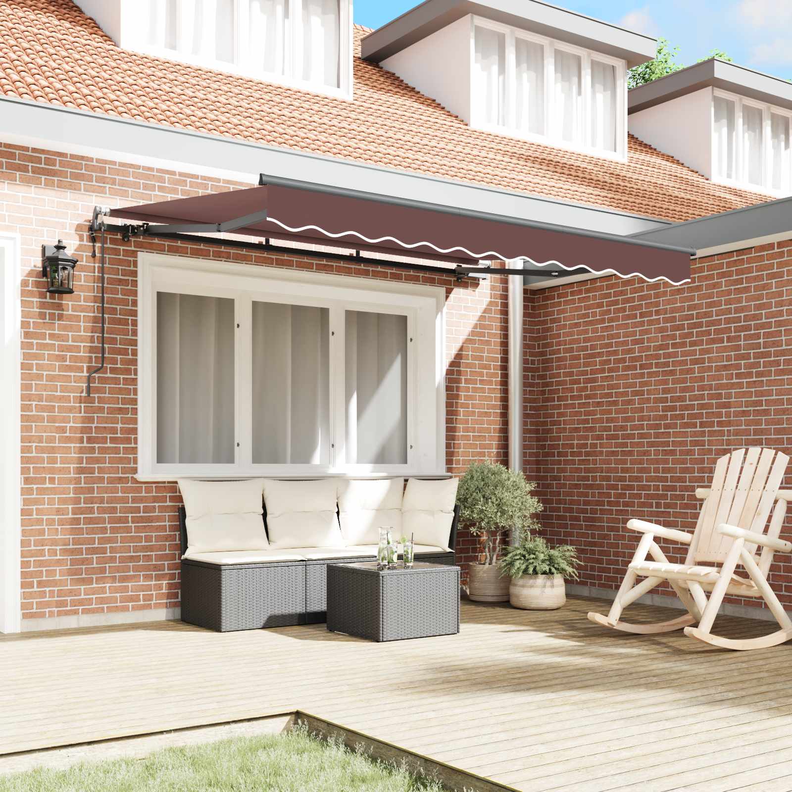 Tenda Retrattile Marrone 350 x 200 cm Tessuto | homemem39