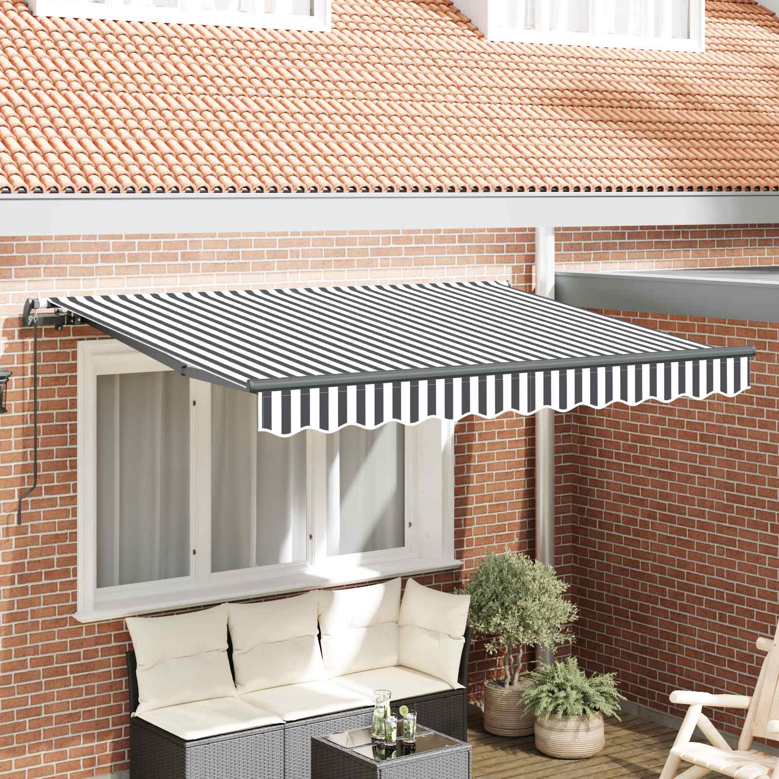 Tenda Retrattile Antracite 350 x 200 cm Tessuto | homemem39