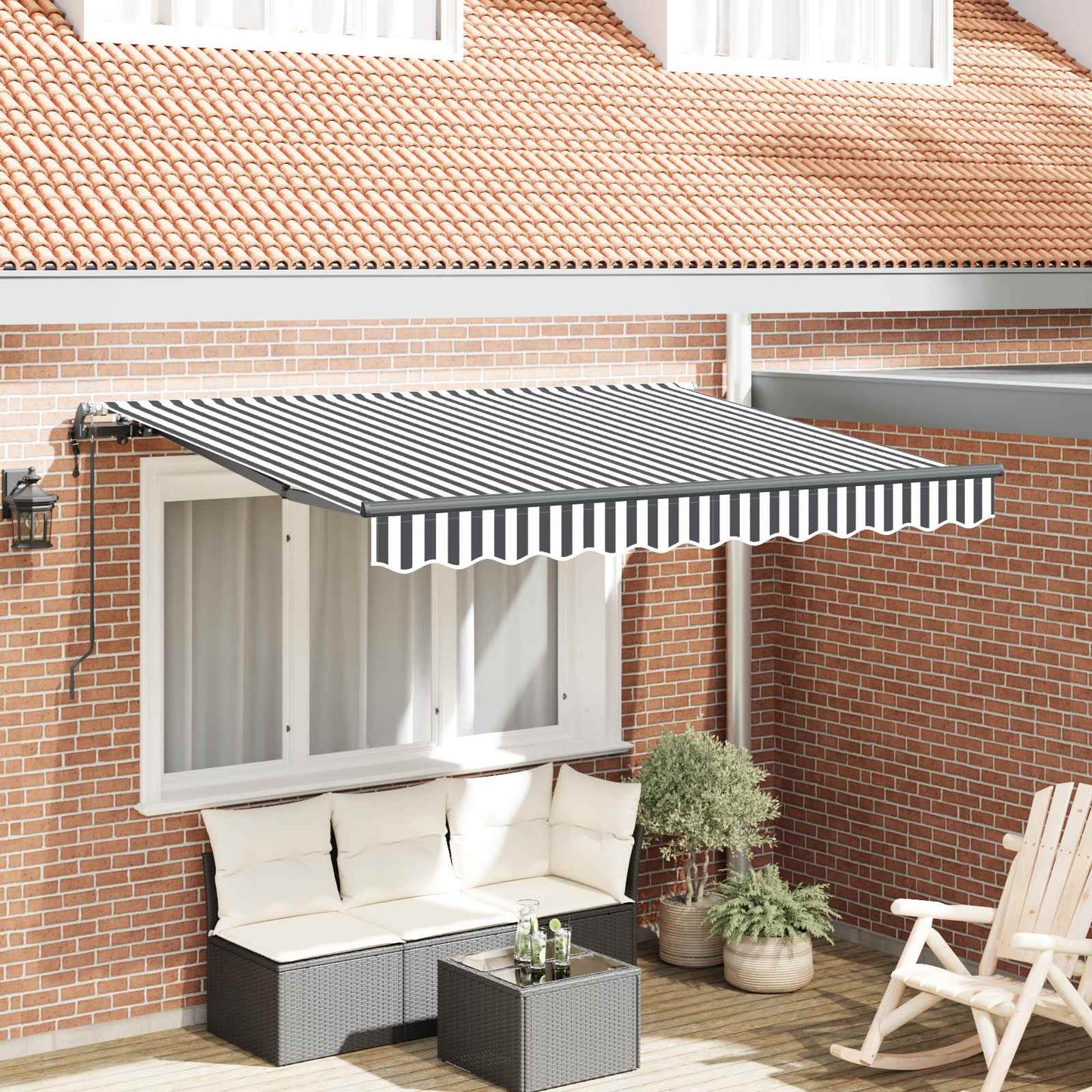 Tenda Retrattile Antracite 350 x 200 cm Tessuto | homemem39