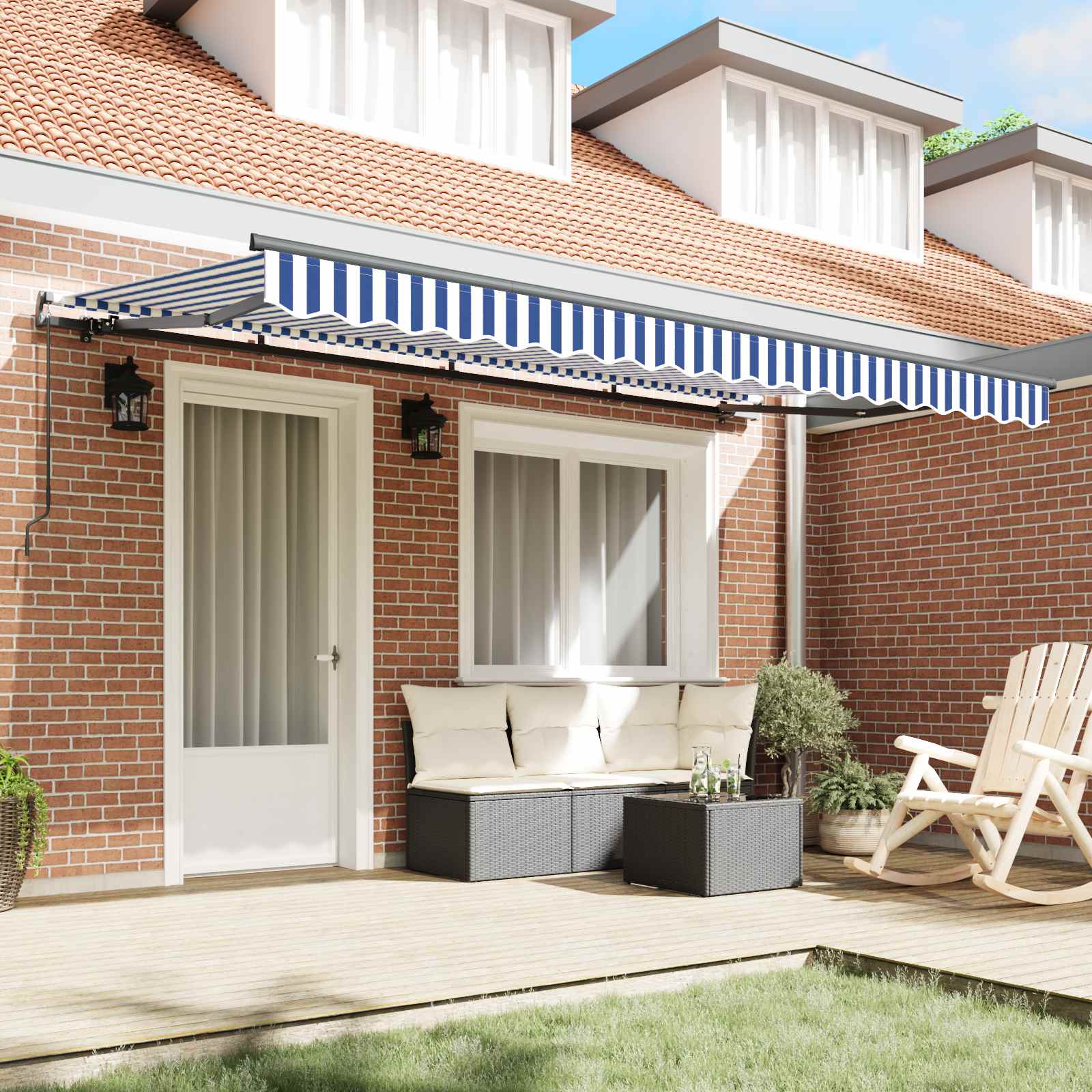 Tenda Retrattile Blu 400 x 200 cm Tessuto | homemem39