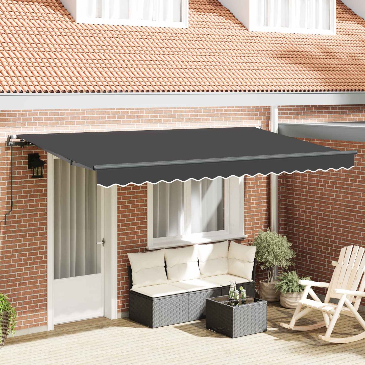 Tenda Retrattile Antracite 400 x 200 cm Tessuto | homemem39