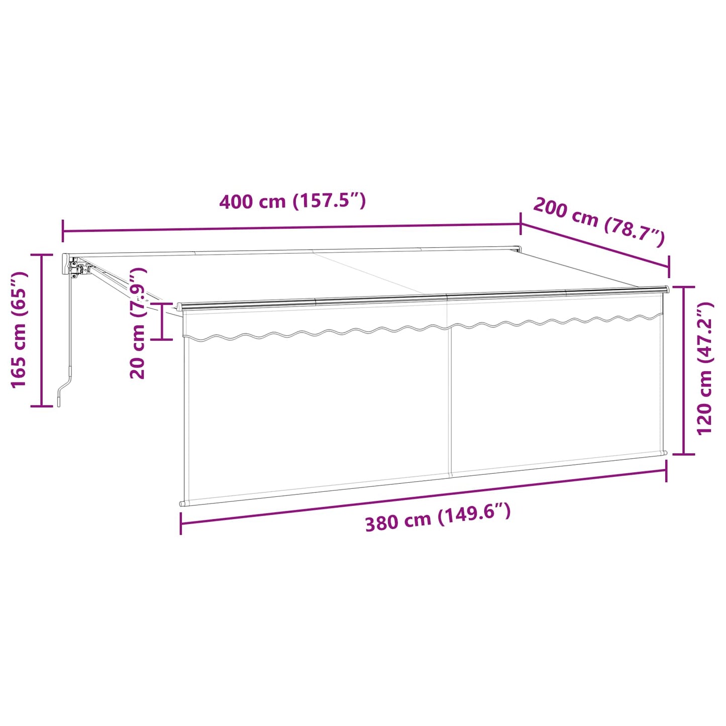 Tenda Retrattile Antracite 400 x 200 cm Poliestere e Alluminio | homemem39