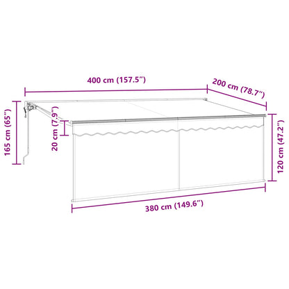 Tenda Retrattile Antracite 400 x 200 cm Poliestere e Alluminio | homemem39