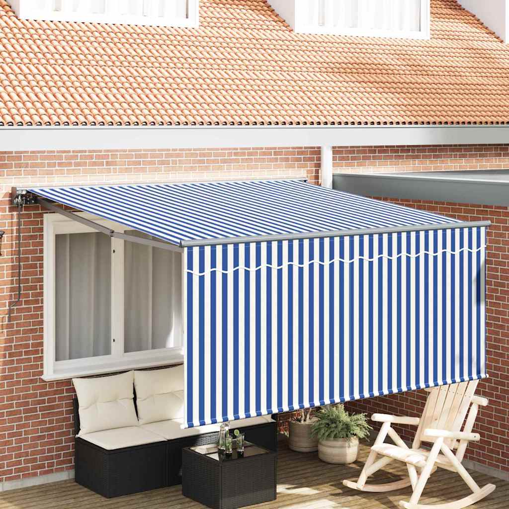 Tenda Retrattile Blu e bianco 300 x 250 cm Tessuto