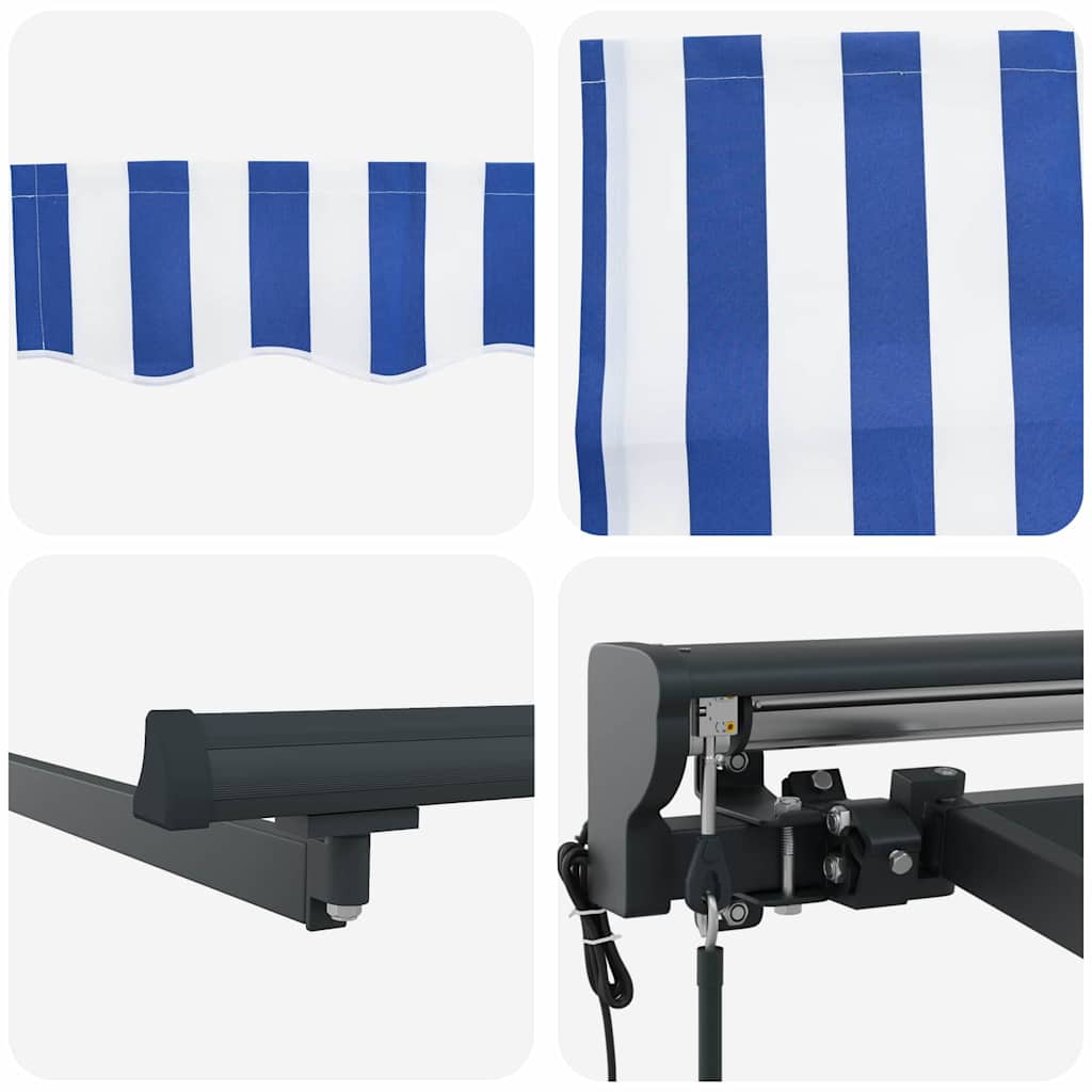 Tenda Retrattile Blu e bianco 300 x 250 cm Tessuto