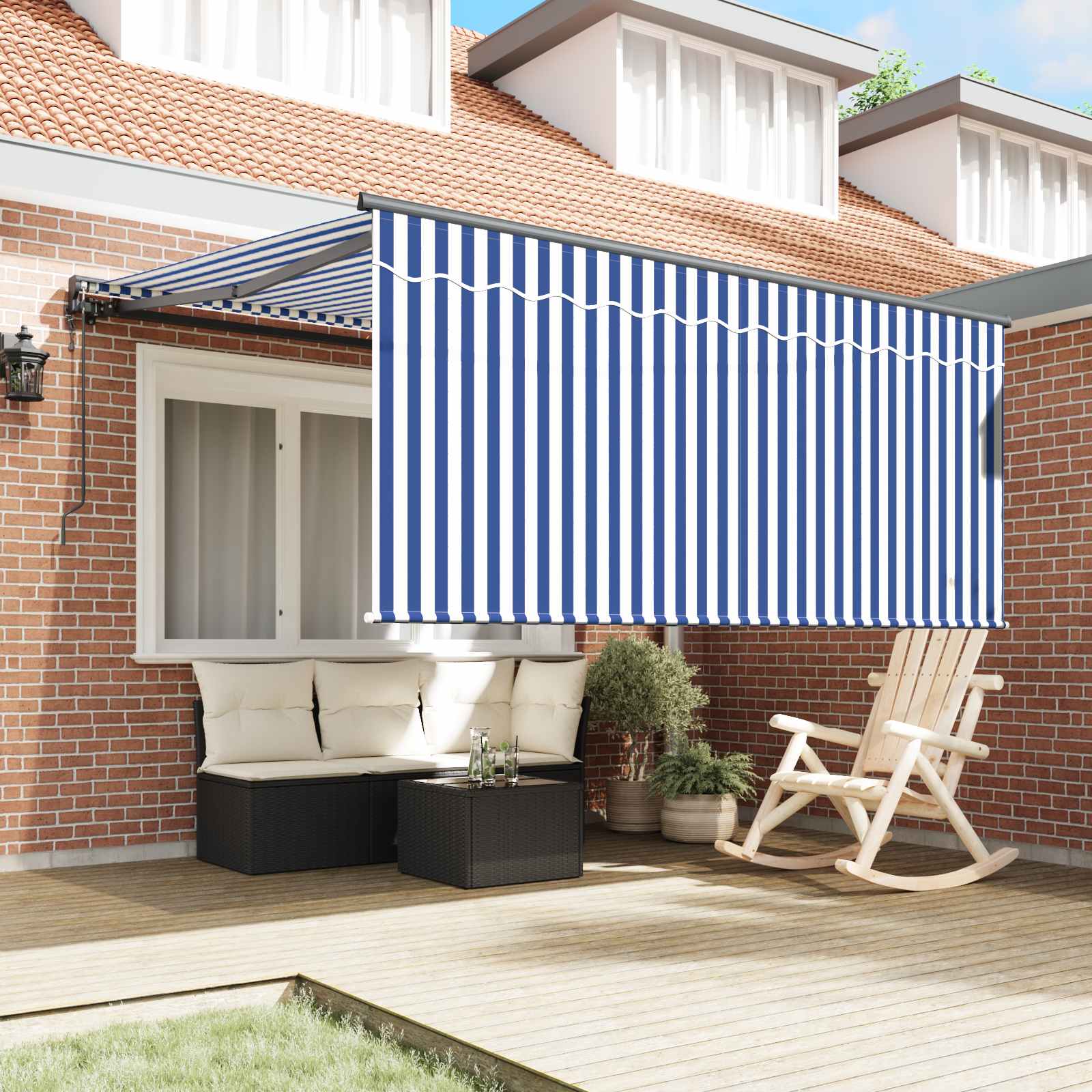 Tenda Retrattile Blu e Bianco 300 x 250 cm | homemem39