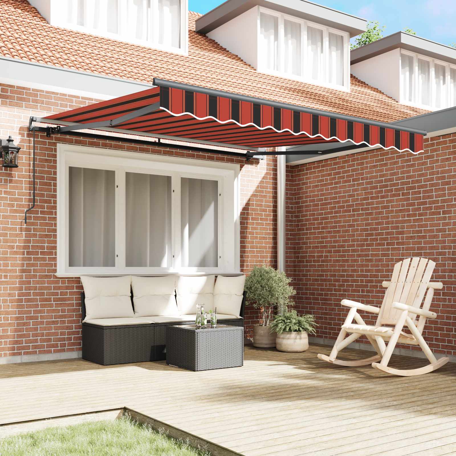 Tenda retrattile arancione e marrone 300 x 250 cm | homemem39