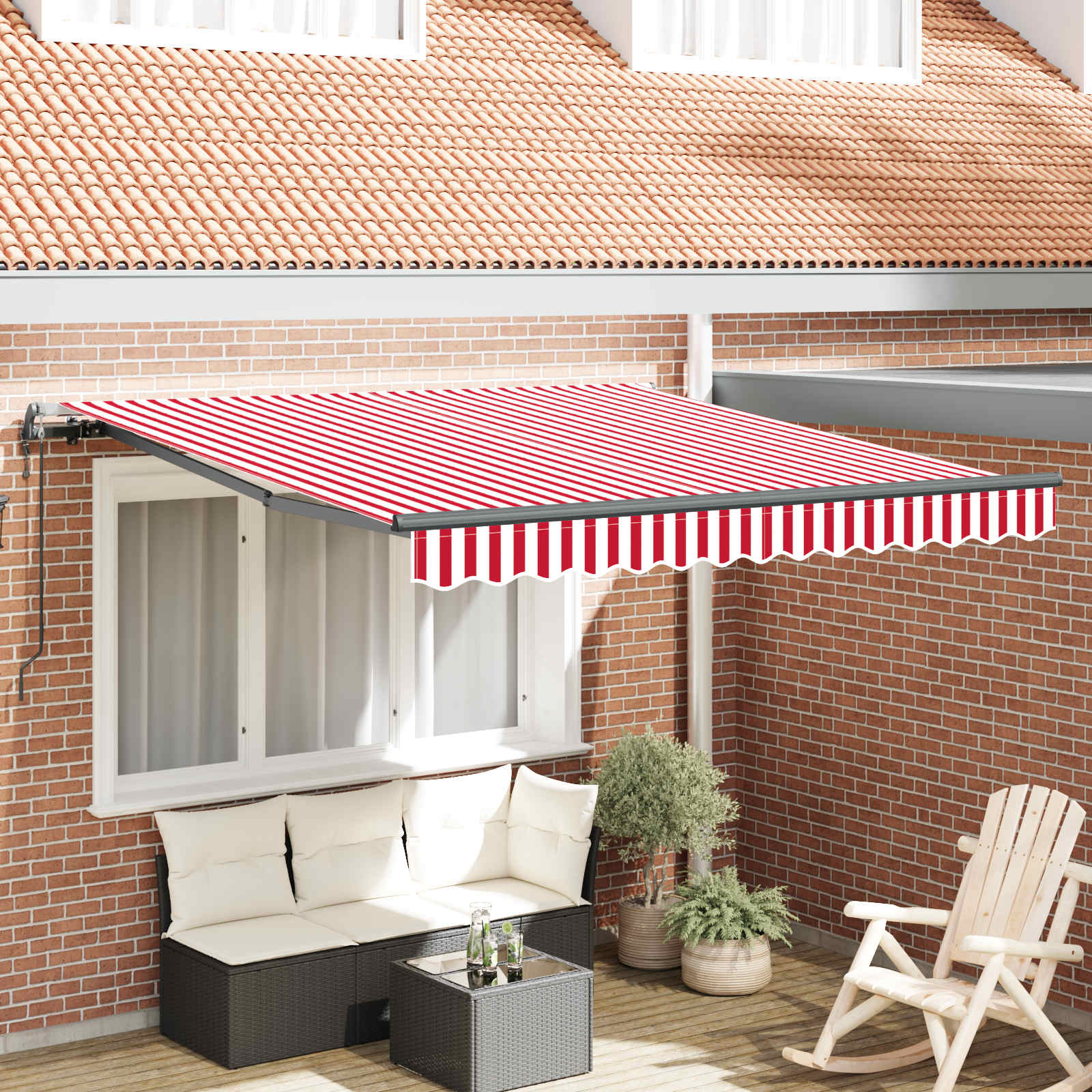 Tenda retrattile Rosso e Bianco 300 x 250 cm | homemem39