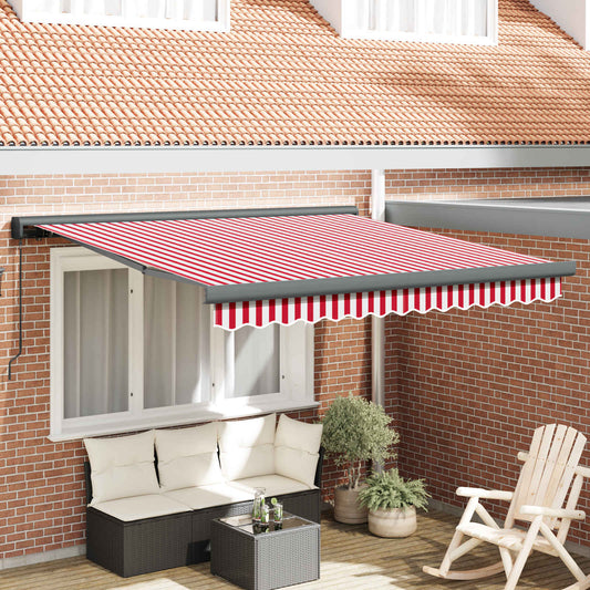 Tenda retrattile Rosso e Bianco 300 x 250 cm Tela e Alluminio | homemem39