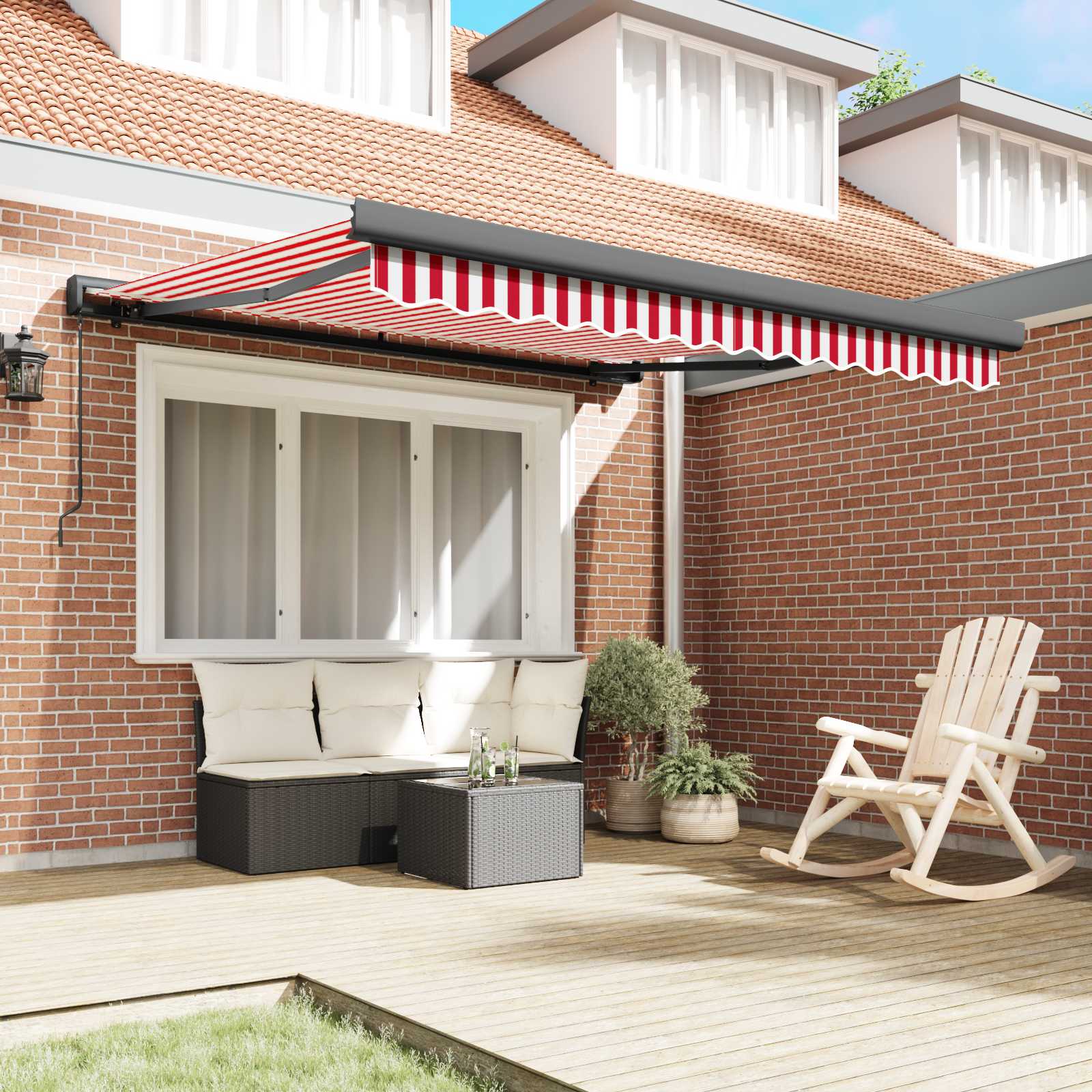 Tenda retrattile Rosso e Bianco 300 x 250 cm Tela e Alluminio | homemem39