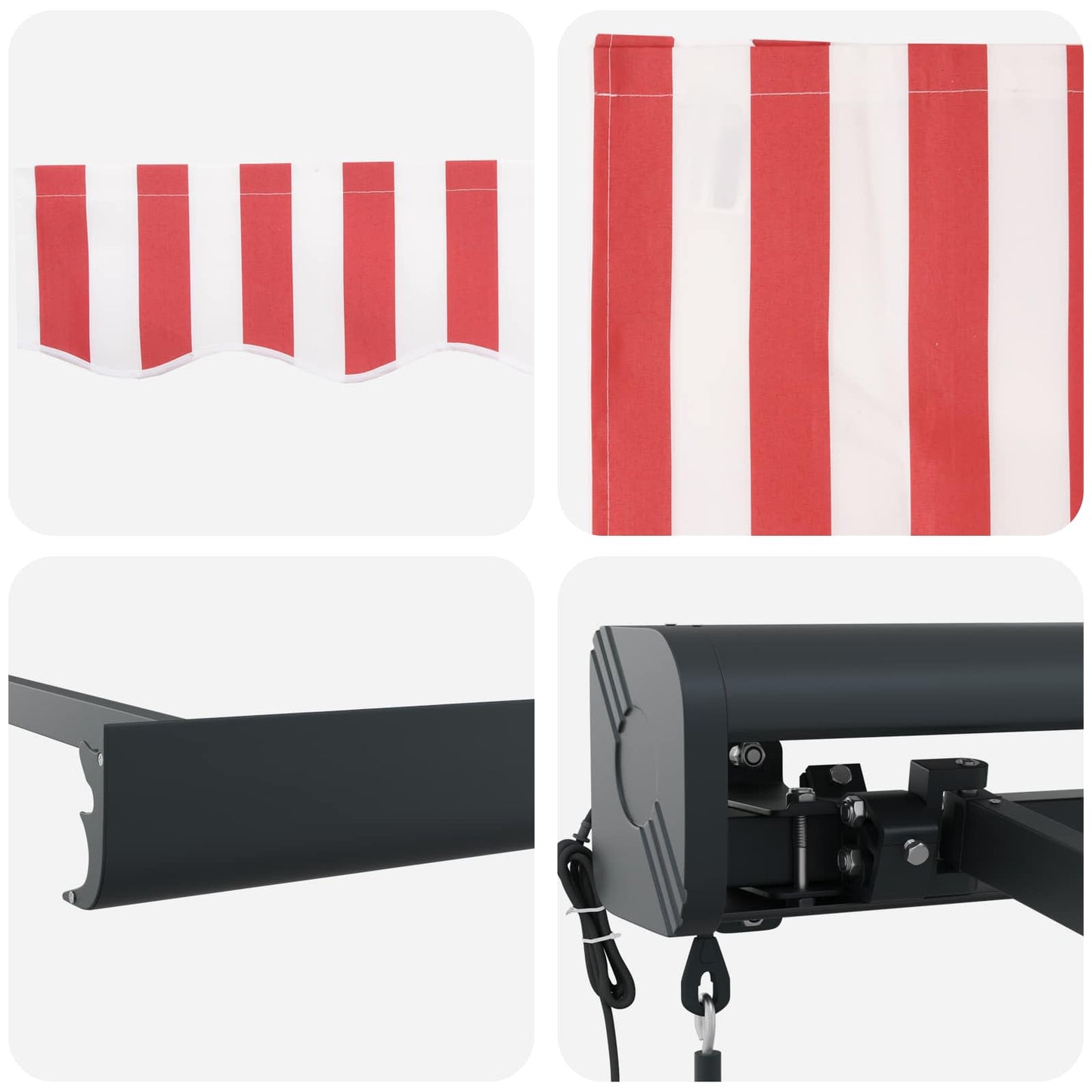 Tenda retrattile Rosso e Bianco 300 x 250 cm Tessuto e Metallo | homemem39