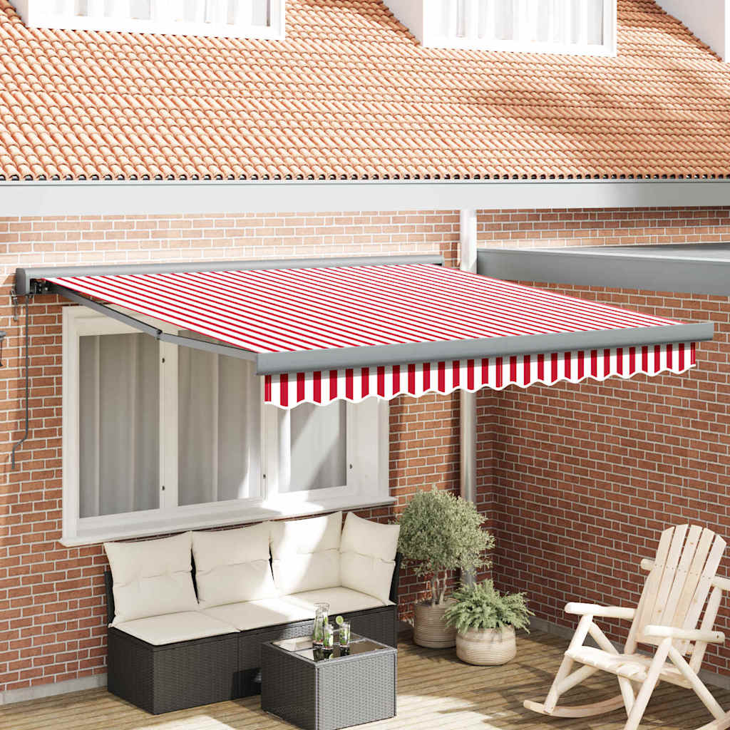 Tenda Retrattile Rosso e bianco 300 x 250 cm Tessuto e Metallo