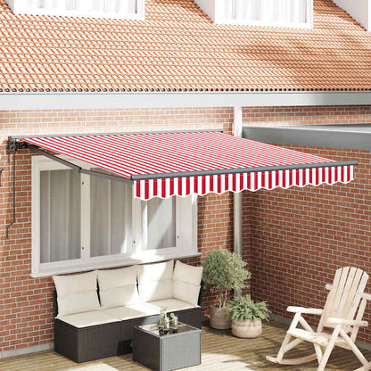 Tenda Retrattile Striscia Rossa e Bianca 300x250 cm Tessuto