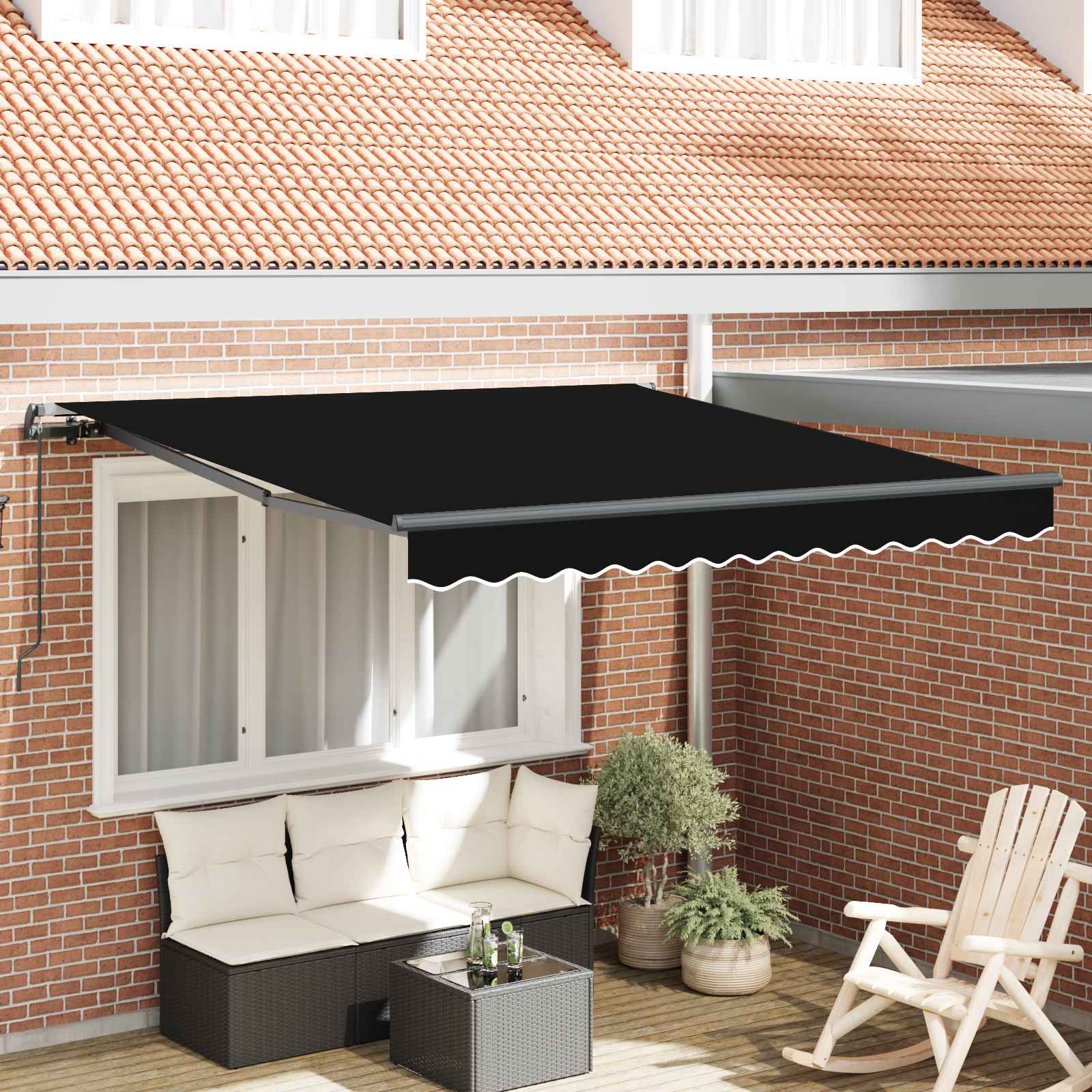 Tenda retrattile Nero 300 x 250 cm Poliestere e Alluminio | homemem39