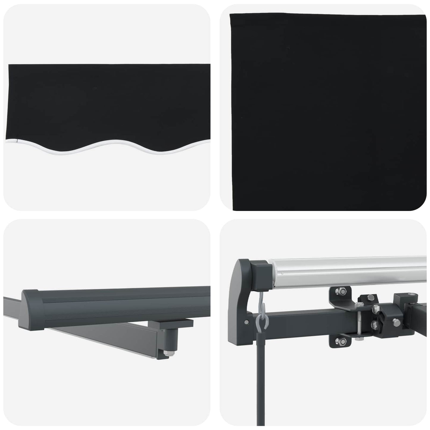 Tenda retrattile Nero 300 x 250 cm Tessuto e Alluminio | homemem39