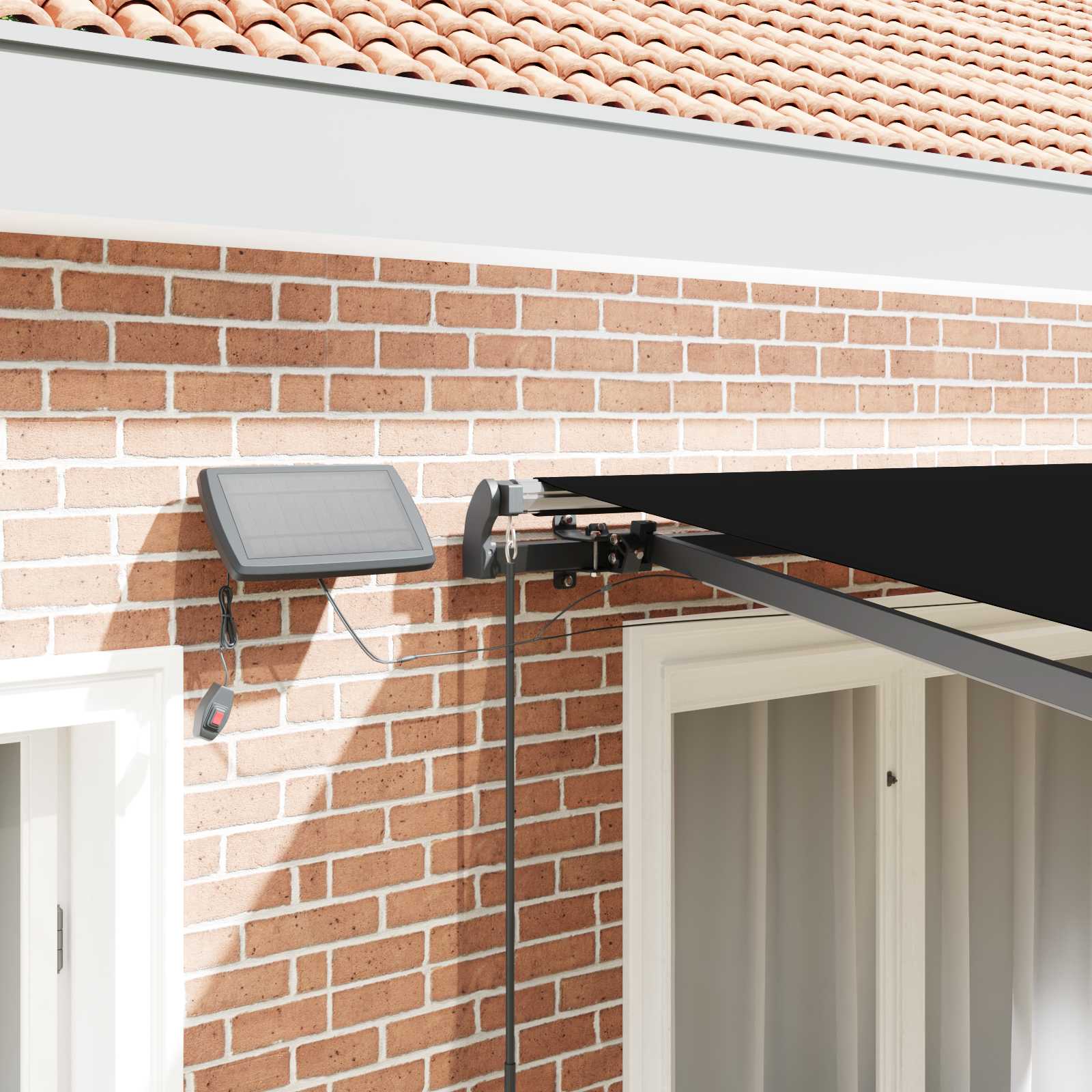 Tenda retrattile Nero 300 x 250 cm Tessuto e Alluminio | homemem39