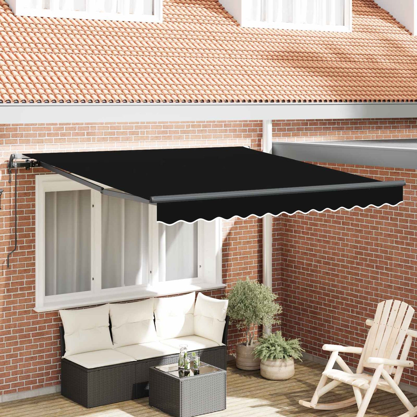 Tenda retrattile Nero 300 x 250 cm Tessuto e Alluminio | homemem39