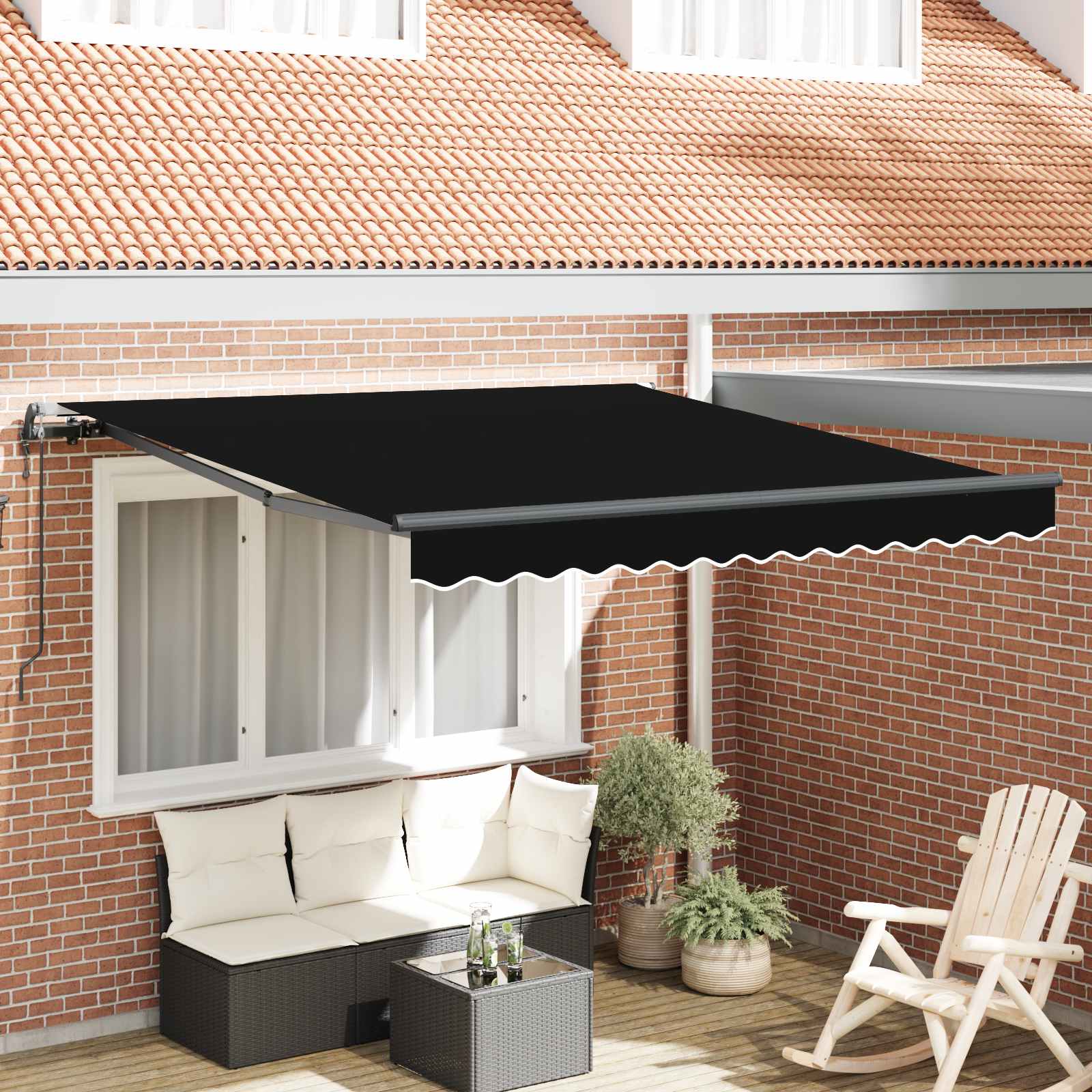 Tenda retrattile Nero 300 x 250 cm Tessuto e Alluminio | homemem39
