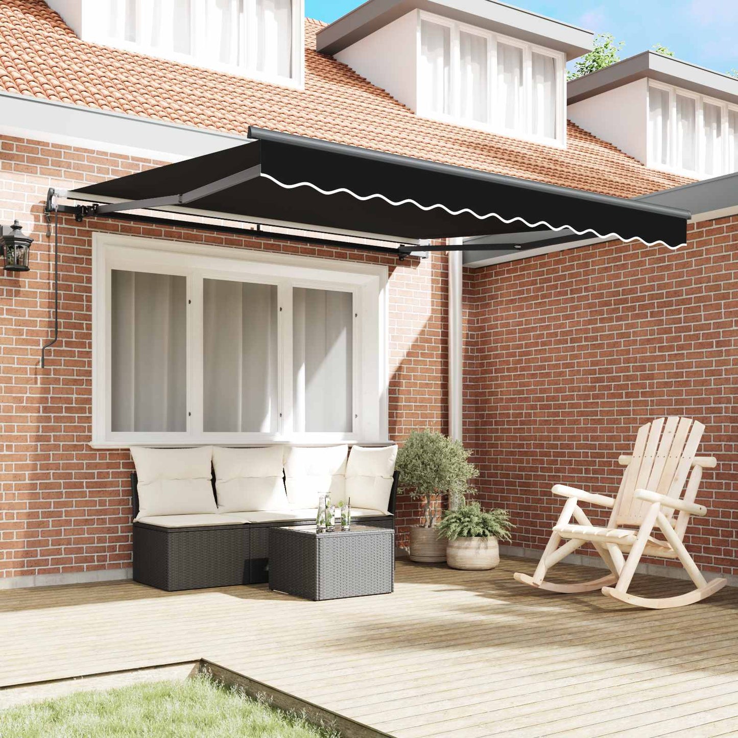 Tenda retrattile Nero 300 x 250 cm Tessuto e Alluminio | homemem39