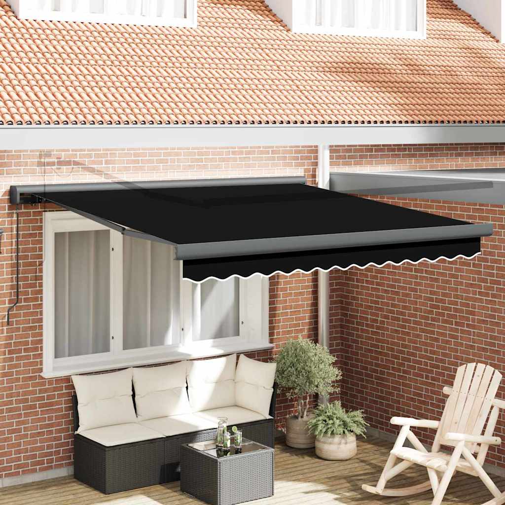 Tenda Retrattile Nero 300 x 250 cm Tessuto e Metallo