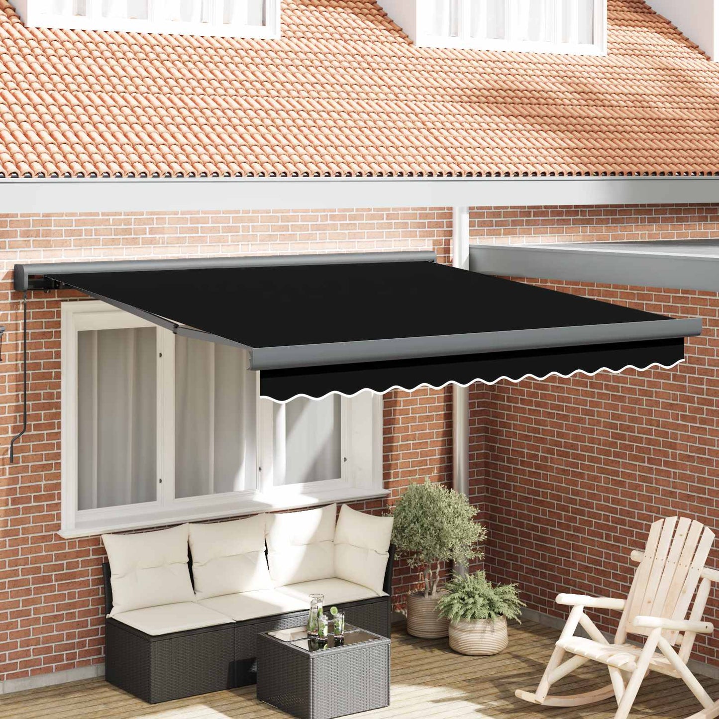 Tenda retrattile Nero 300 x 250 cm Tela e Alluminio | homemem39