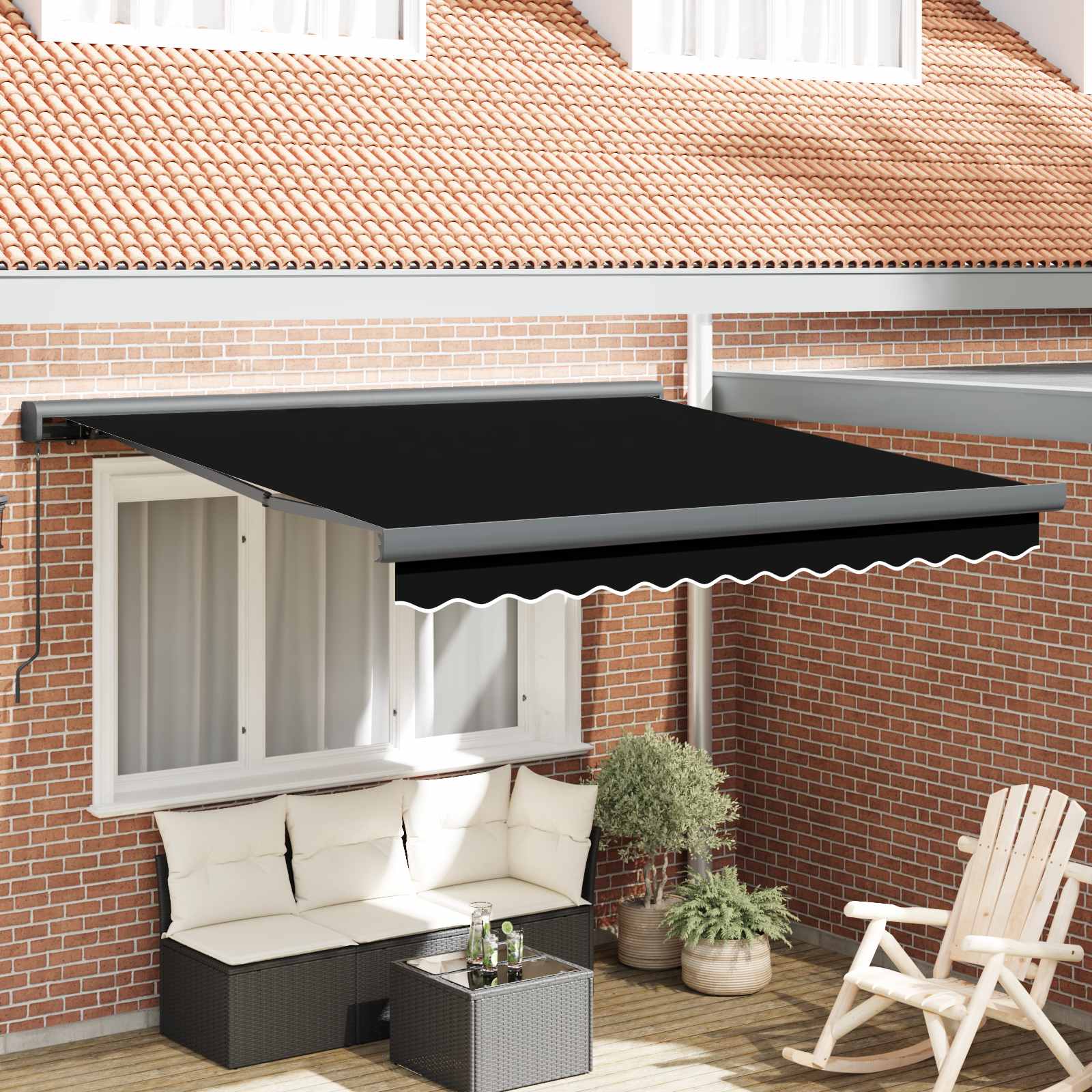 Tenda retrattile Nero 300 x 250 cm Tela e Alluminio | homemem39
