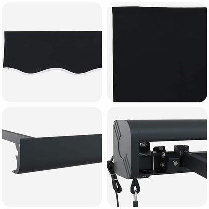 Tenda Retrattile Nero 300 x 250 cm Tessuto e Metallo