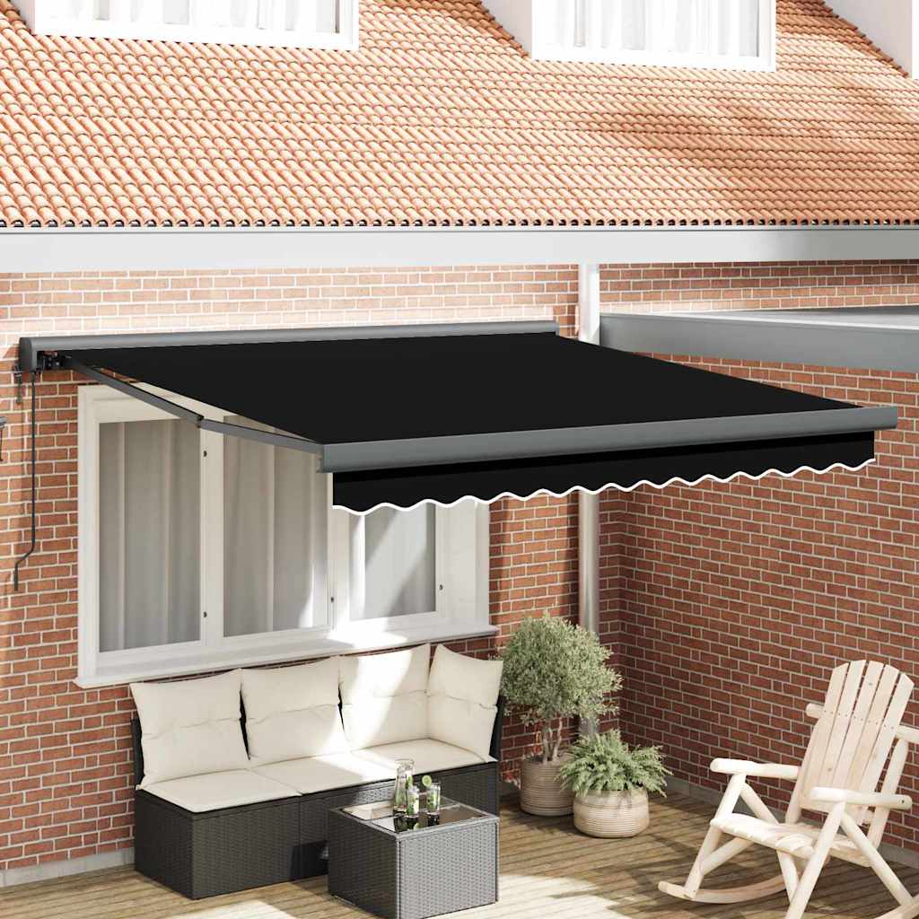 Tenda Retrattile Nero 300 x 250 cm Tessuto e Metallo