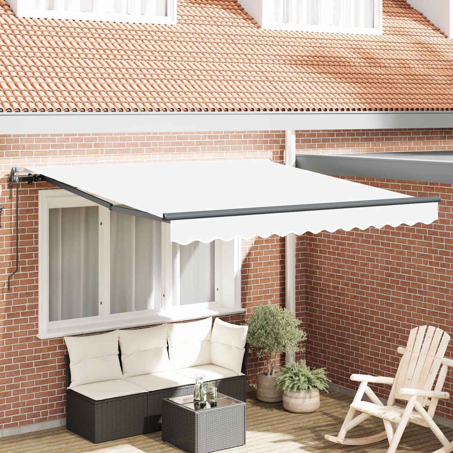 Tenda retrattile Bianco 300 x 250 cm Tessuto e Alluminio | homemem39