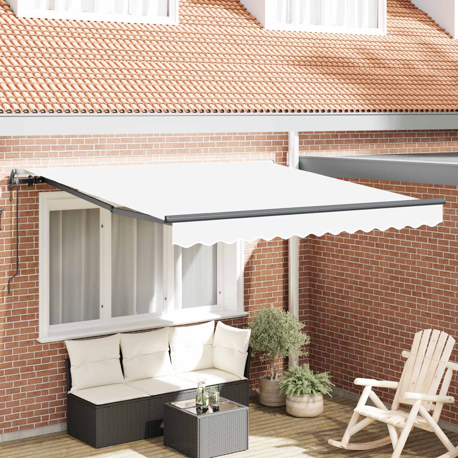 Tenda retrattile Bianco 300 x 250 cm Tessuto e Alluminio | homemem39