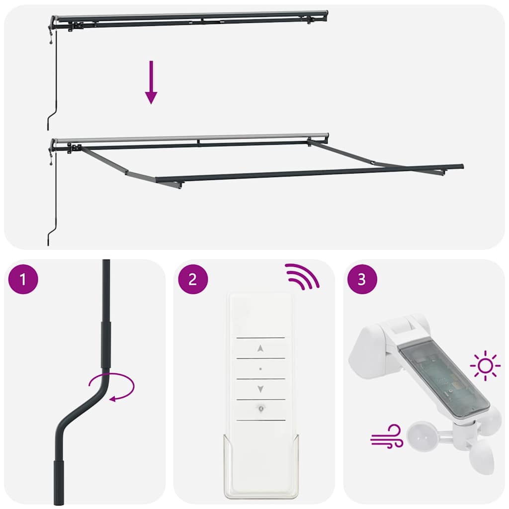 Tenda Retrattile Grigio chiaro 300 x 250 cm Tessuto - homemem39