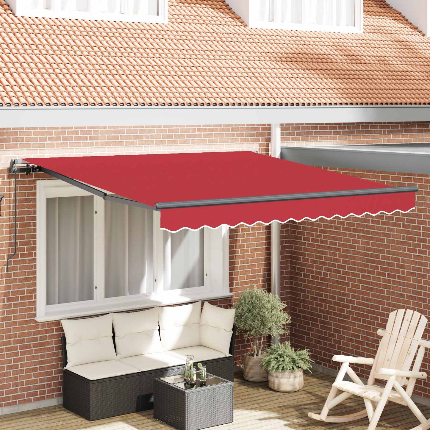 Tenda retrattile Rosso 300 x 250 cm Poliestere e Alluminio | homemem39